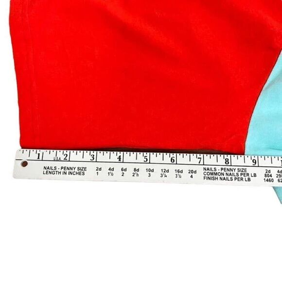 momo New York Shirt Dress Maxi Color Block Red Blue Asymmetrical Hem OS - Picture 11 of 13